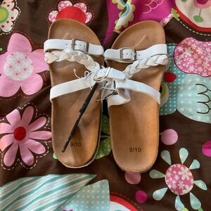 Rainbow White Braided Sandals